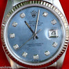 ROLEX DATEJUST MENS 16200 STAINLESS CAROLINA BLUE MOTHER OF PEARL DIAMOND DIAL