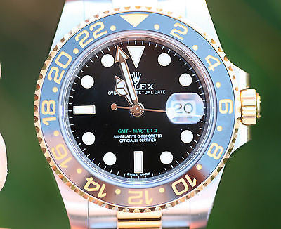 ROLEX MENS 40mm GMT II 18K GOLD & STEEL CERAMIC 116713 UNWORN BOX PAPERS