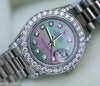ROLEX PRESIDENT LADIES 18k WHITE GOLD MOTHER OF PEARL DIAMOND DIAL BEZEL 179239