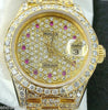 ROLEX LADIES PRESIDENT 18K GOLD DIAMONDS EVERYWHERE & RUBY HOUR MARKERS 69178