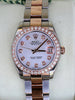 ROLEX DATEJUST LADIES MIDSIZE TWO TONE 18K ROSE GOLD DIAMOND MOTHER-OF-PEARL