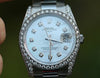 ROLEX WATCH WOMENS MENS 34mm STAINLESS STEEL DATE - DIAMOND DIAL DIAMOND BEZEL