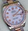 ROLEX DATEJUST LADIES MIDSIZE TWO TONE 18K ROSE GOLD DIAMOND MOTHER-OF-PEARL