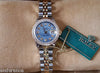 ROLEX DATEJUST TWO TONE MOTHER OF PEARL BLUE DIAMONDS DIAL BEZEL MODEL 69173