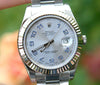ROLEX MENS 41mm DATEJUST II 18K WHITE GOLD STEEL 116334 BLUE SILVER UNWORN
