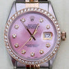 ROLEX DATEJUST TWO TONE STAINLESS 18K GOLD DIAMONDS BEZEL PINK MOTHER OF PEARL