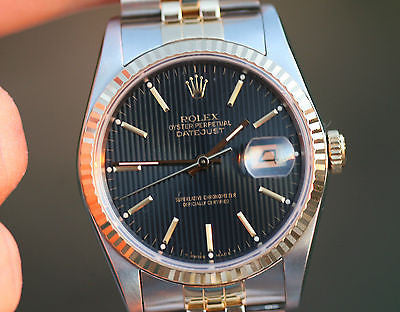 ROLEX DATEJUST MENS 18K YELLOW GOLD STAINLESS STEEL MODEL 16233