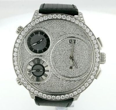 Curtis & Co. Mens Big Time World Watch Diamonds 57mm Diamond Bezel Dial Lugs