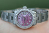 ROLEX LADIES 26mm DATEJUST STEEL PINK MOTHER OF PEARL DIAMOND DIAL BEZEL MN 6919