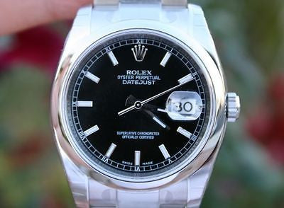 ROLEX WATCH MENS DATEJUST 116200 36mm STAINLESS STEEL BOX & PAPERS NEW