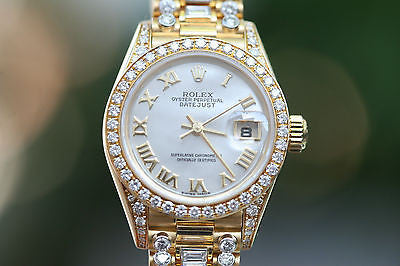 ROLEX LADIES PRESIDENT CROWN COLLECTION 26mm MODEL 79238 FACTORY DIAMONDS BAND
