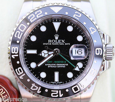 ROLEX GMT MASTER II 2 STAINLESS STEEL BLACK on BLACK  WATCH NEW 116710