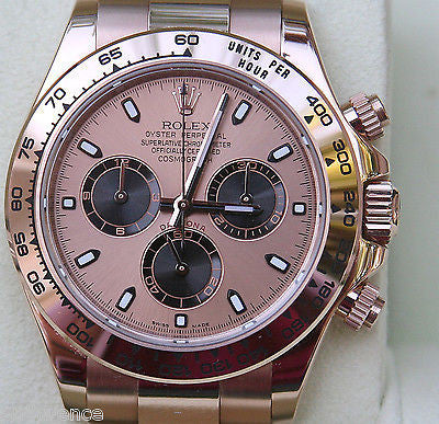 ROLEX DAYTONA MENS WATCH 116505 EVERROSE ROSE GOLD PERFECT AND UNWORN