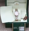 ROLEX DATEJUST LADIES MIDSIZE TWO TONE 18K ROSE GOLD DIAMOND DIAL & BEZEL 178241