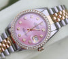ROLEX DATEJUST TWO TONE STAINLESS 18K GOLD DIAMONDS BEZEL PINK MOTHER OF PEARL