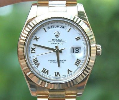 ROLEX MENS 218238 DAY DATE II 18K YELLOW GOLD PRESIDENT 41MM LARGEST SIZE UNWORN