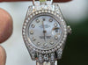ROLEX LADIES 18K WHITE GOLD DIAMONDS MASTERPIECE BAND DIAMOND LUGS BEZEL DIAL