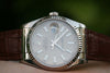 ROLEX MENS LADIES DATEJUST 18K WHITE GOLD 116139 LEATHER BAND DEPLOYMENT
