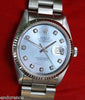 ROLEX DATEJUST MENS 16200 STAINLESS CAROLINA BLUE MOTHER OF PEARL DIAMOND DIAL