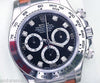 ROLEX DAYTONA 18k WHITE GOLD BLACK DIAMOND DIAL TAN LEATHER STRAP 116519 WATCH