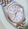 ROLEX DATEJUST TWO TONE 18K GOLD STAINLESS STEEL WATCH SILVER DIAMOND DIAL 16233