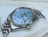 ROLEX DATEJUST MENS STEEL WATCH CAROLINA BLUE MOTHER OF PEARL DIAMOND DIAL 16014