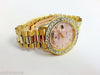 ROLEX PRESIDENT 18038 18K GOLD MOTHER OF PEARL PINK DIAMOND DIAL 6ct BEZEL