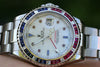 ROLEX GMT MASTER II STEEL 40mm PEPSI 16710 DIAMOND SAPPHIRE RUBY MofPEARL