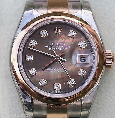ROLEX LADIES DATEJUST TWO TONE TAHITIAN BLACK MOTHER-OF-PEARL DIAMOND DIAL