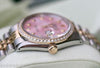 ROLEX DATEJUST TWO TONE STAINLESS 18K GOLD DIAMONDS BEZEL PINK MOTHER OF PEARL