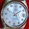 ROLEX DATEJUST MENS STEEL WATCH CAROLINA BLUE MOTHER OF PEARL DIAMOND DIAL 16014