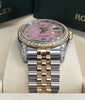 ROLEX 36mm LADIES MENS 116233 DATEJUST 18K GOLD STEEL DIAMOND PINK MOP UNWORN