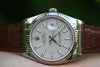 ROLEX MENS LADIES DATEJUST 18K WHITE GOLD 116139 LEATHER BAND DEPLOYMENT
