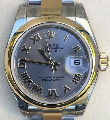 ROLEX LADIES DATEJUST TWO TONE SMOOTH BEZEL OYSTER BRACELET