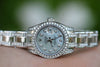 ROLEX 26mm STEEL 179160 DATEJUST DIAMOND BAND 4 18k WHITE GOLD 80299 UNWORN