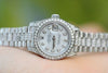 ROLEX LADIES 18K WHITE GOLD DIAMONDS PRESIDENT BAND DIAMOND BEZEL DIAL UNWORN