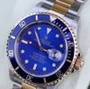 ROLEX SUBMARINER TWO TONE GOLD STAINLESS STEEL BLUE ON BLUE WATCH 16613