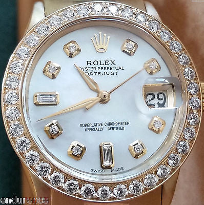 ROLEX DATEJUST GOLD MOTHER OF PEARL DIAMONDS DIAL & BEZEL MIDSIZE PRESIDENT 6624