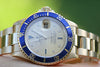 ROLEX SUBMARINER 18K YELLOW GOLD 40mm 16618 DIAMOND SAPPHIRE BEZEL ENGRAVED