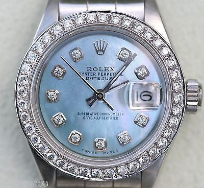 ROLEX LADIES VINTAGE STEEL DATEJUST DIAMOND BEZEL & MOTHER-OF-PEARL DIAL 6917