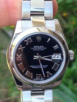 ROLEX MIDSIZE MENS OR LADIES 31mm DATEJUST STAINLESS STEEL 178240 USED PERFECT