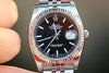 ROLEX MENS DATEJUST 36mm STAINLESS STEEL BLACK 116234 18K WHITE GOLD USED