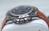 ROLEX DAYTONA 18k WHITE GOLD BLACK DIAMOND DIAL TAN LEATHER STRAP 116519 WATCH