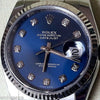 ROLEX DATEJUST STEEL MODEL 116234 BLUE DIAMOND DIAL 18K WHITE GOLD BEZEL