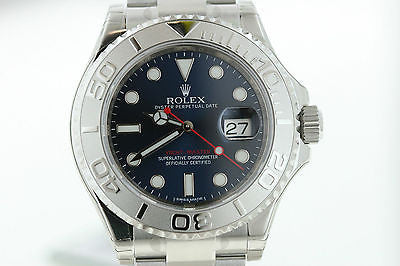 ROLEX NEW UNWORN MENS YACHTMASTER PLATINUM STAINLESS BLUE 116622
