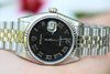 ROLEX MENS FULL SIZE 36mm DATEJUST STAINLESS STEEL 18K WHITE GOLD BEZEL 16234