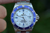 ROLEX MENS STAINLESS STEEL SUBMARINER WHITE MOP diamond sapphire DIAL 16610