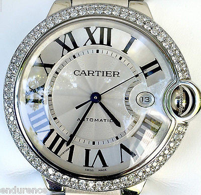 Cartier Stainless Steel 42mm Ballon Bleu with Custom Diamond Bezel