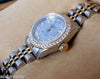 ROLEX DATEJUST TWO TONE MOTHER OF PEARL BLUE DIAMONDS DIAL BEZEL MODEL 69173