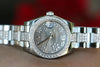 ROLEX LADIES MIDSIZE 31mm STEEL DATEJUST FLORAL DIAL DIAMOND BAND BEZEL UNWORN